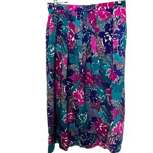 Bold Pink Floral Skirt Worthington Women Vintage Secretary Librarian 30” Waist